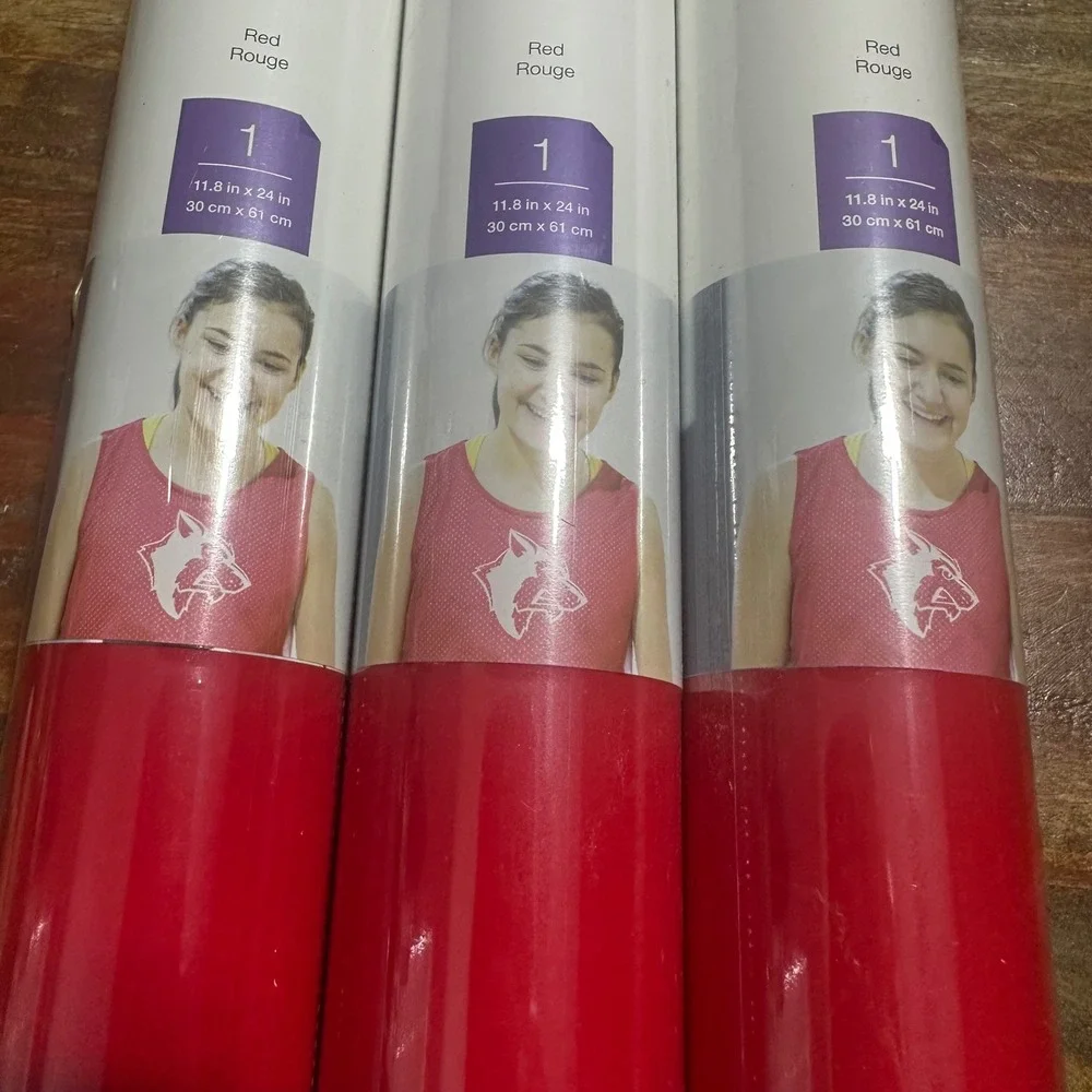 3 Pack Cricut SportFlex Iron-On Vinyl Red Rouge 11.8x24 StrongBond HTV Nylon